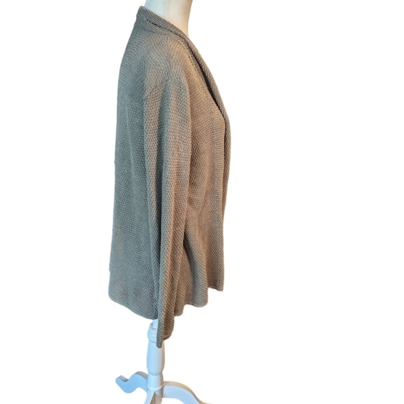 Pure Jill linen blend lightweight open front long cardigan greize neutral sz M - Picture 6 of 8